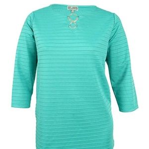 JM Collection Womens Plus Striped Top